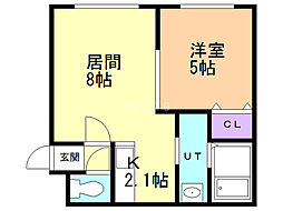 ドライエポック江別5-7 1LDKの間取図画像