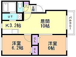 高砂駅前ハイツベール 2LDKの間取図画像