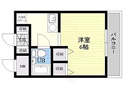 BONNE出屋敷 1Kの間取図画像