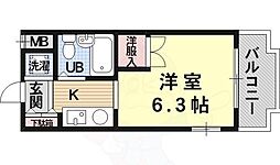 ジョイフル立花6 1Kの間取図画像