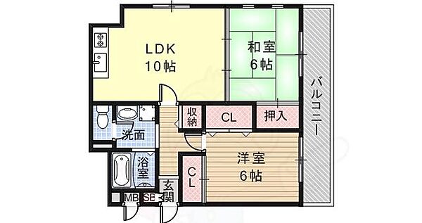 Y’sコート蘭びっく ｜兵庫県尼崎市浜田町５丁目(賃貸マンション2LDK・4階・50.05㎡)の写真 その2