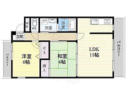 ルネッサンス武庫之荘 2LDKの間取図画像