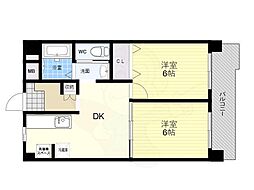 ハイツ山手 2DKの間取図画像