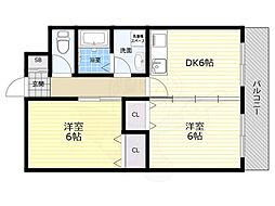 オーパス浜田 2DKの間取図画像