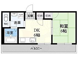 ハイツルミナール立花 1DKの間取図画像