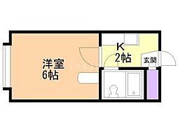 グロリーコート 3階1Kの間取り