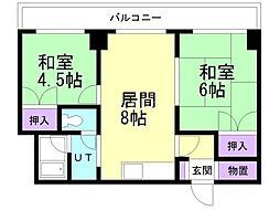ロイヤル宮の森 2DKの間取図画像