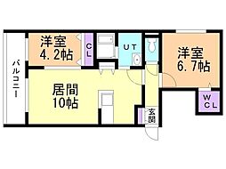 ロイヤルガーデン北6条 2LDKの間取図画像