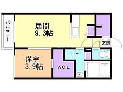 リーサ桑園 4階1LDKの間取り