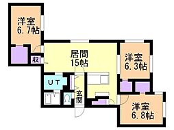 レブニーズ ザ・レジデンス 宮の森 3LDKの間取図画像