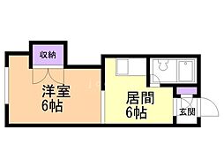 パラシオン南10条 1DKの間取図画像