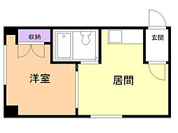 第2コスモハイツ 1Kの間取図画像