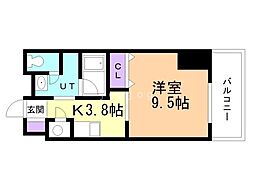 レフィーナ円山 1Kの間取図画像