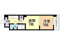 メープル桑園駅 1DKの間取図画像