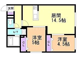 ａｓｕｎｔｏ（アスント） 1階2LDKの間取り