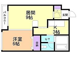 ハラックス宮の森 1LDKの間取図画像
