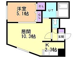 ＡＬＰＨＡ南円山 3階1LDKの間取り