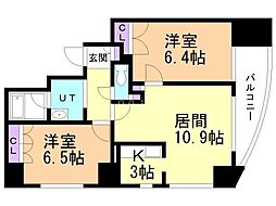Aden宮の森 2LDKの間取図画像