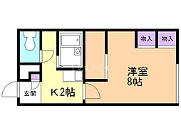 レオパレスカーサ藻岩 1Kの間取図画像