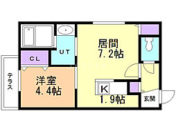 ブランシャールチェレステ鳥居前 1LDKの間取図画像
