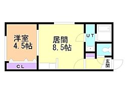 グランメール光 1LDKの間取図画像