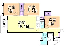 グレイス北円山旭堂第11マンション 3LDKの間取図画像