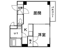 島田ハイツ 1LDKの間取図画像