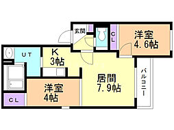 ボアソルテS4 2LDKの間取図画像