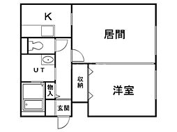 スカイハイツ伏見 1LDKの間取図画像