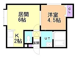 プラダハウス 1LDKの間取図画像