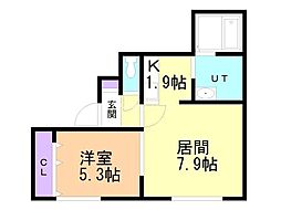 グランメール光 1LDKの間取図画像
