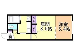 ゼスティ医大前 1LDKの間取図画像