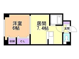 ルナハイツ南8条 1DKの間取図画像