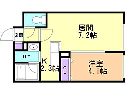 カーサ・フォレスト北円山 1LDKの間取図画像