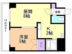 セントポーリア弐番館 1LDKの間取図画像