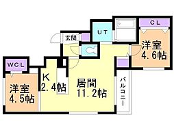 グランベール (Grandvert) 2LDKの間取図画像