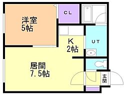 プランノワールAMJ815 1LDKの間取図画像