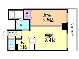 ローズガーデン南3条 1LDKの間取図画像