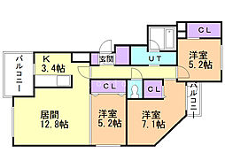 エム-セレクションステラ 3LDKの間取図画像