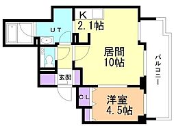 クリオ南7条 1LDKの間取図画像