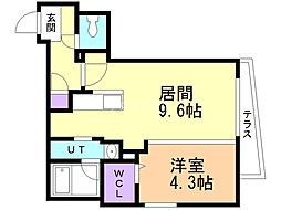 NORDESTAアサヒガオカ 1LDKの間取図画像
