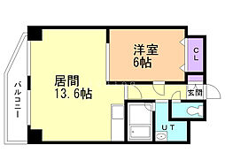 Gufo伏見 1LDKの間取図画像