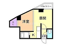 パークヒルズ中央411 1LDKの間取図画像