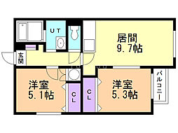 ネスト円山 2LDKの間取図画像
