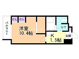 D'sVARIE札幌レジデンス 1Kの間取図画像