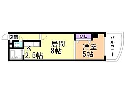 ミラバ札幌中央 1DKの間取図画像