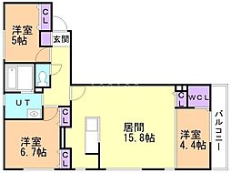 ALPHASQUARE宮の森2条 3LDKの間取図画像
