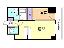 シティーコート北1条 1LDKの間取図画像