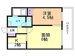 シティテラス南5条 1LDKの間取図画像