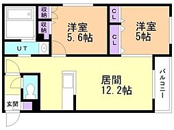 GranDuke北円山 2LDKの間取図画像